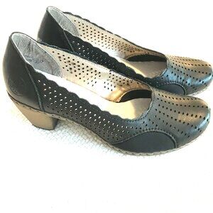 Rieker Antistress comfort shoe leather women 37/7 black lazer cut classic heels